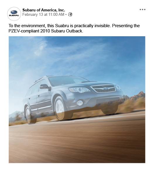 Subaru ad — PZEV